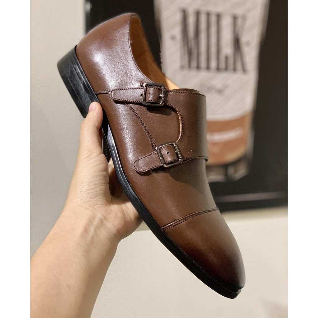 Giày Tây Monkstrap Hai Khóa Da Bò Nguyên Tấm Toroshoes Mã M530.2 Nâu