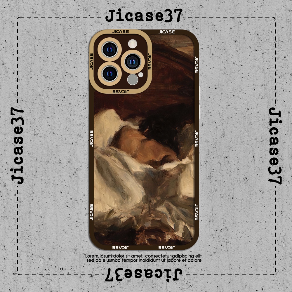 Ốp lưng iphone cạnh vuông Jicase Tranh sơn dầu 6plus/6s/6splus/7/7plus/8/8plus/x/xs/11/12/pro/max/plus/promax