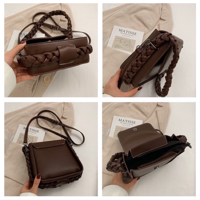 Túi Đeo Chéo Nữ Hàn Quốc Da Lì Quai Sam