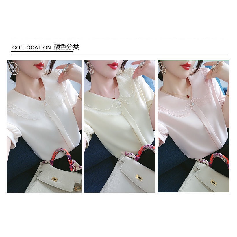 Áo Sơ Mi Voan Tay Ngắn Cổ Chữ V Thời Trang Cho Nữ