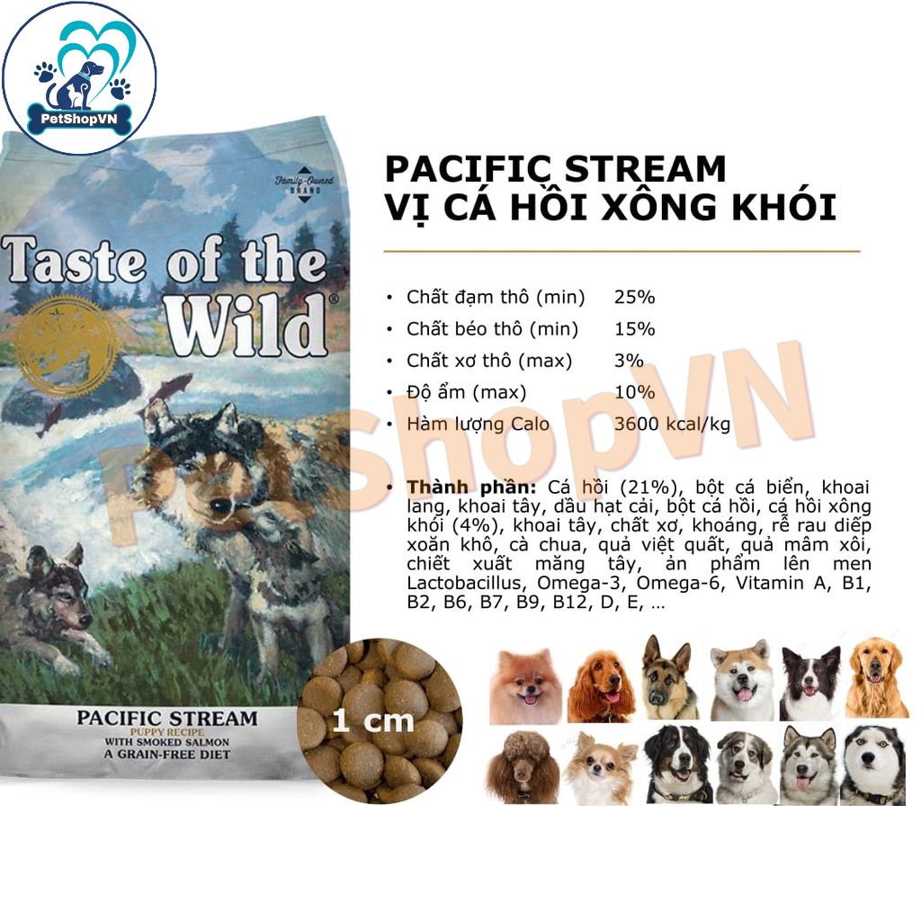 Thức Ăn Cho Chó Trưởng Thành Hạt TASTE OF THE WILD PACIFIC STREAM Vị Cá Hồi Xông Khói