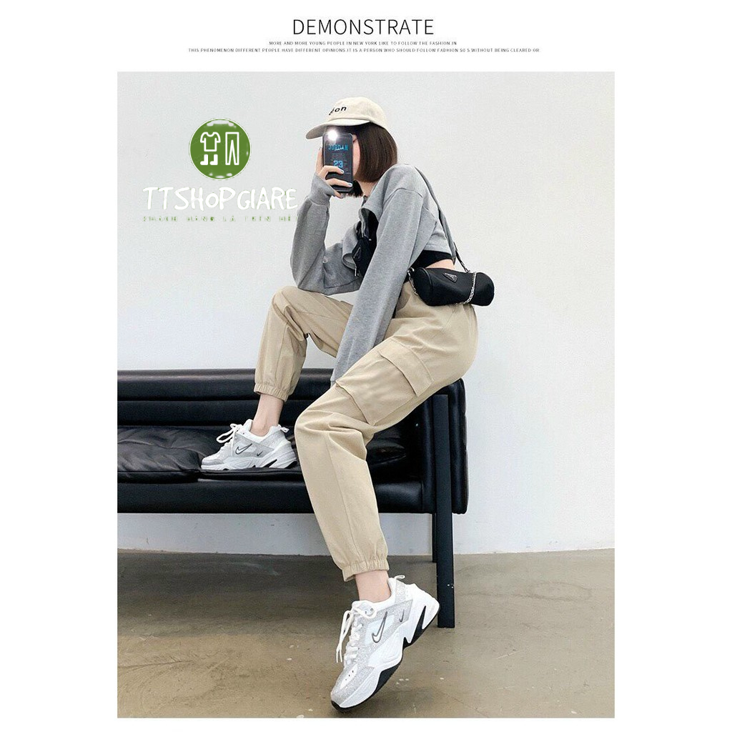 Quần jogger kaki túi hộp TRƠN form nam nữ