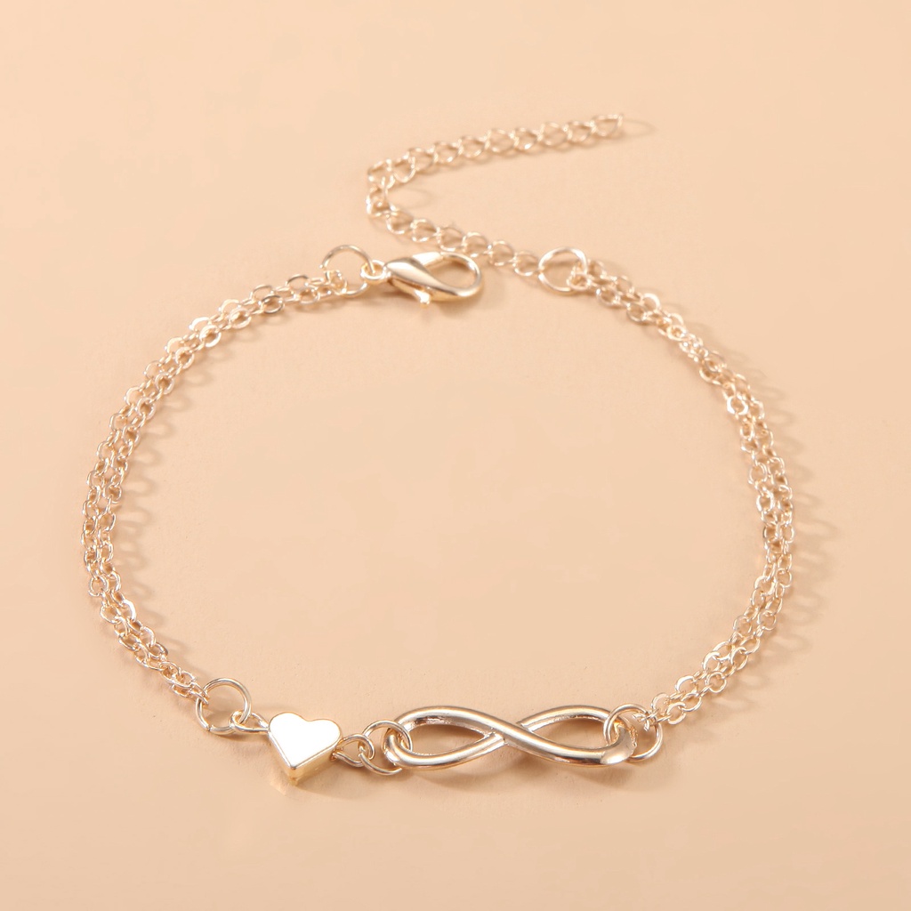 Thời Trang Vòng Tay Phong Cách Mới Không. Vòng Đeo Tay Hợp Kim Mặt Hình Số 8 Trái Tim Thời Trang