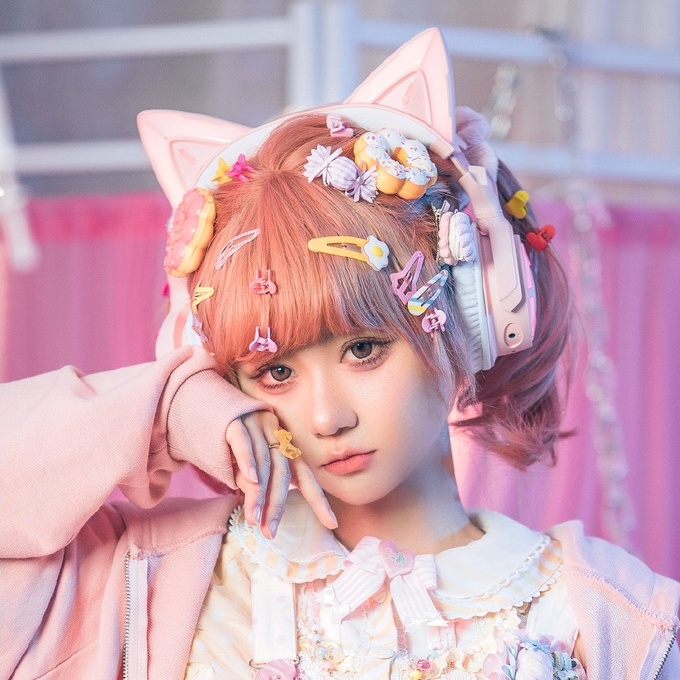 Tai nghe tai mèo Demon Dance YOWU Cat Ear Headphone 4 phiên bản Cherry Blossom Pink.