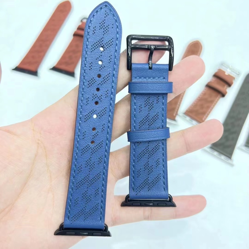 Dây Da Thoáng Khí Thay Thế Cho Đồng Hồ Thông Minh Apple watch Ultra 49mm 44mm 40mm 42mm 38mm iWatch series 8 7 3 4 5 6 se 41mm 45mm