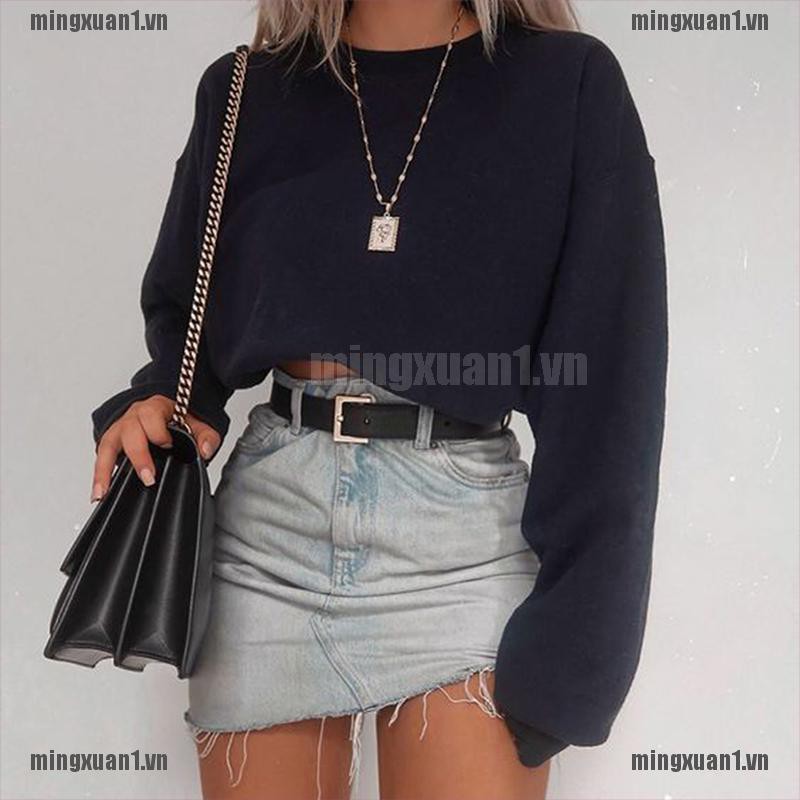 MINON Women Hoodie Crop Top Long Sleeve Sweatshirt Cropped Jumper Sweater Pullover Top VN