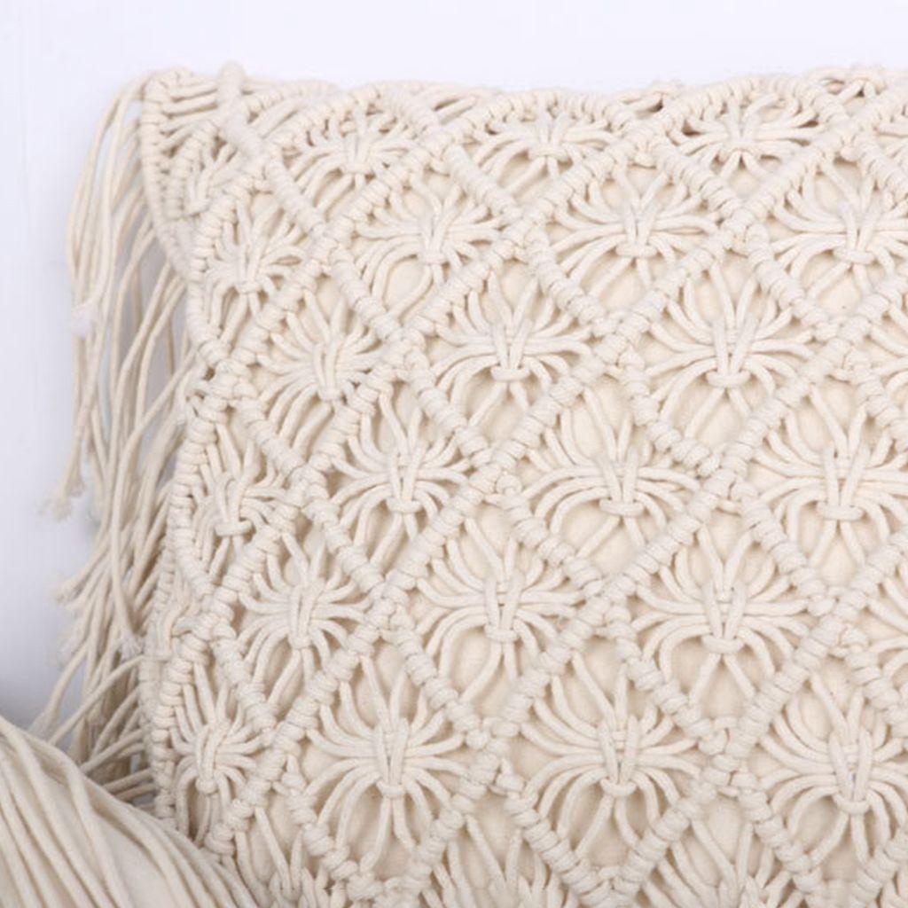 Vỏ Gối Chất Liệu Cotton Lanh Màu Trơn Phối Tua Rua Phong Cách Bohemian Thời Trang