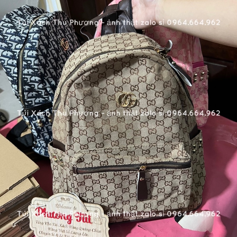 Balo vải Size 40 đi học, balo tiện dụng họa tiết LOGO dây lót da dành cho nam và nữ (cam kết hàng chuẩn ảnh - giá sỉ)
