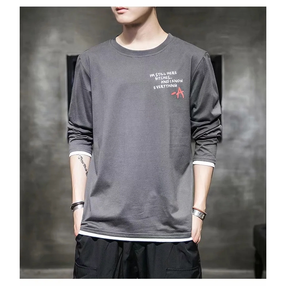 Áo thun dài tay thời trang nam dáng rộng