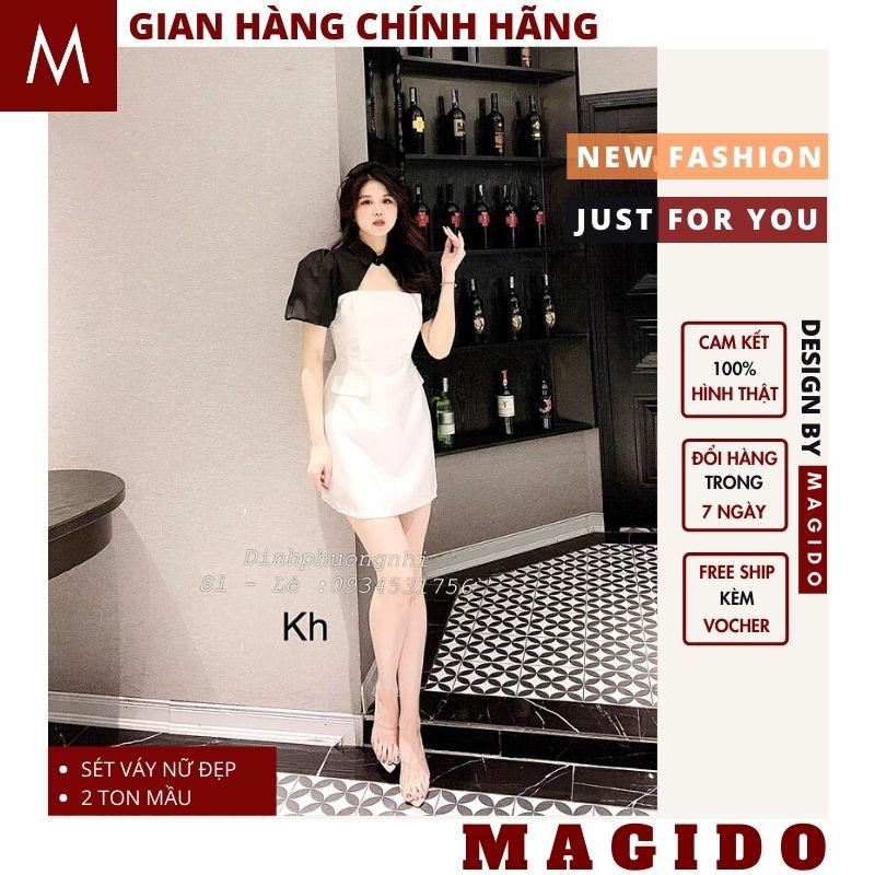 (QUÀ TẶNG LÀ SỮA TẮM NHA ) đầm nữ 💚đầm dự tiệc -váy body nữ phối mầu sang trọng dáng thắt eo xoè cực xinh, MAGIDO | BigBuy360 - bigbuy360.vn