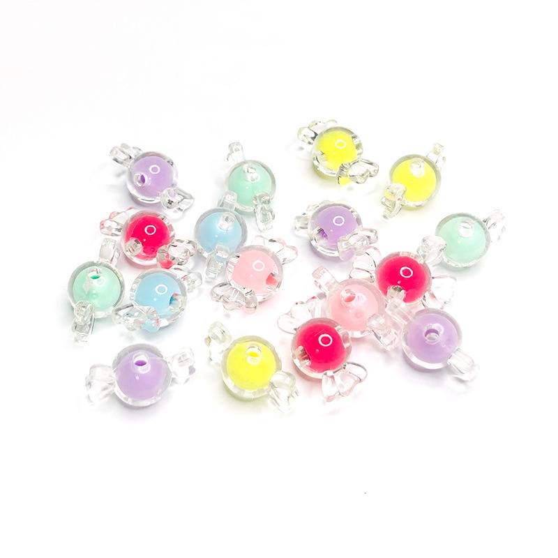 Set 20 Hạt Nhựa Acrylic Màu Kẹo Dùng Làm Trang Sức Cho Bé