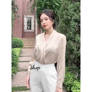 ÁO SƠ MI LỤA VẠT CHÉO SANG CHẢNH EMY AM08