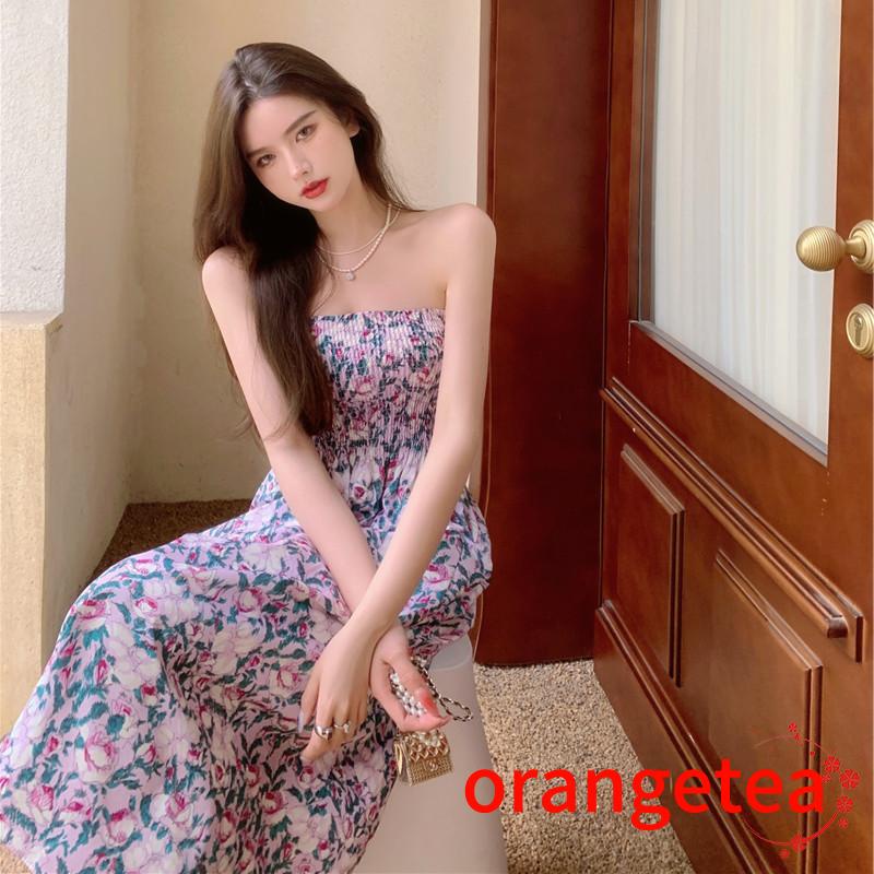 Ort-đầm Ống Không Tay Eo Cao In Hoa Thời Trang Mùa Hè Ngọt Ngào Dành Cho Nữ