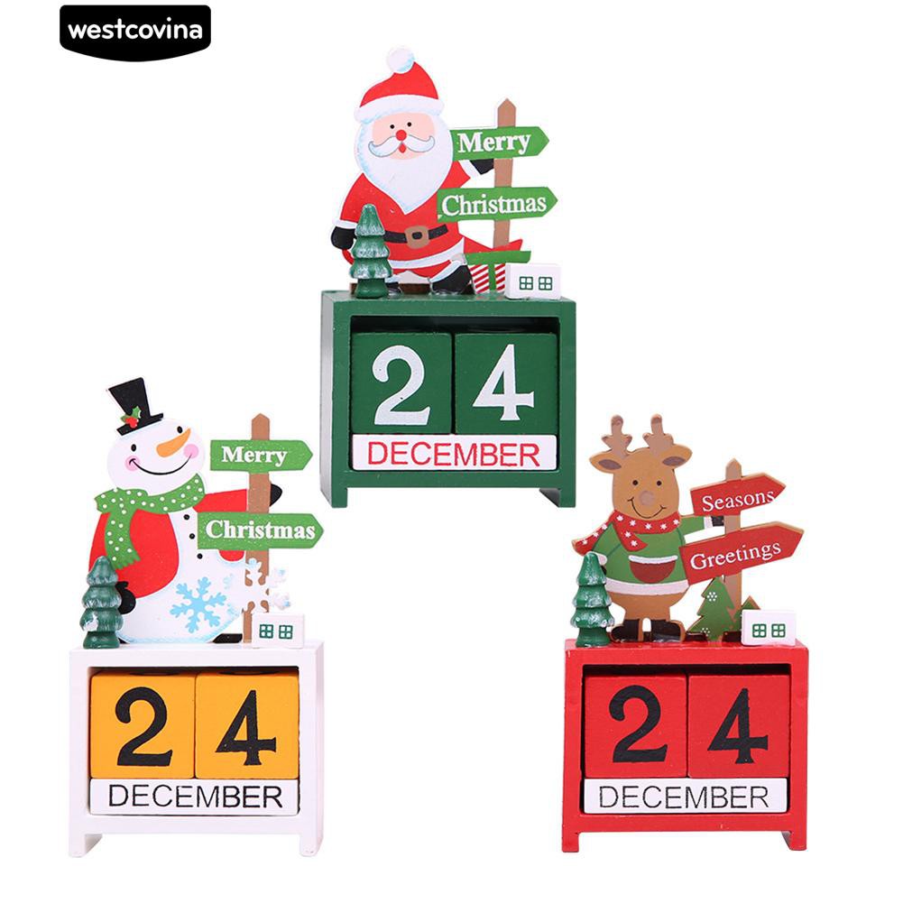 Lịch Gỗ Hình Ông Già Noel / Người Tuyết / Nai Sừng Tấm Trang Trí Giáng Sinh