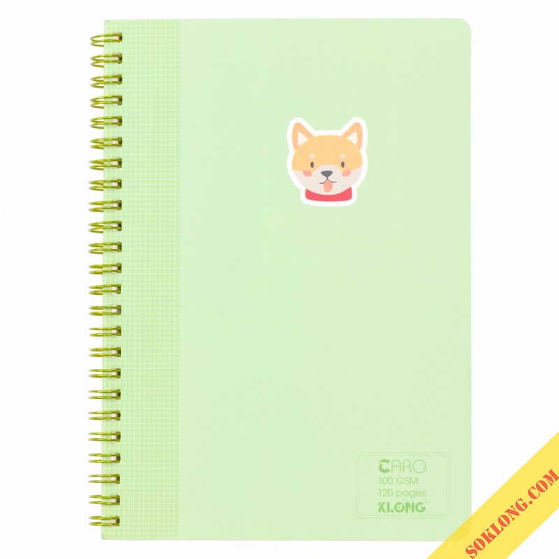 Vở ô vuông Caro 5x5 120 trang A5 lò xo kép Klong Ms 535 bìa Pastel giấy 100gsm SOKLONG, sổ Klong bìa cute