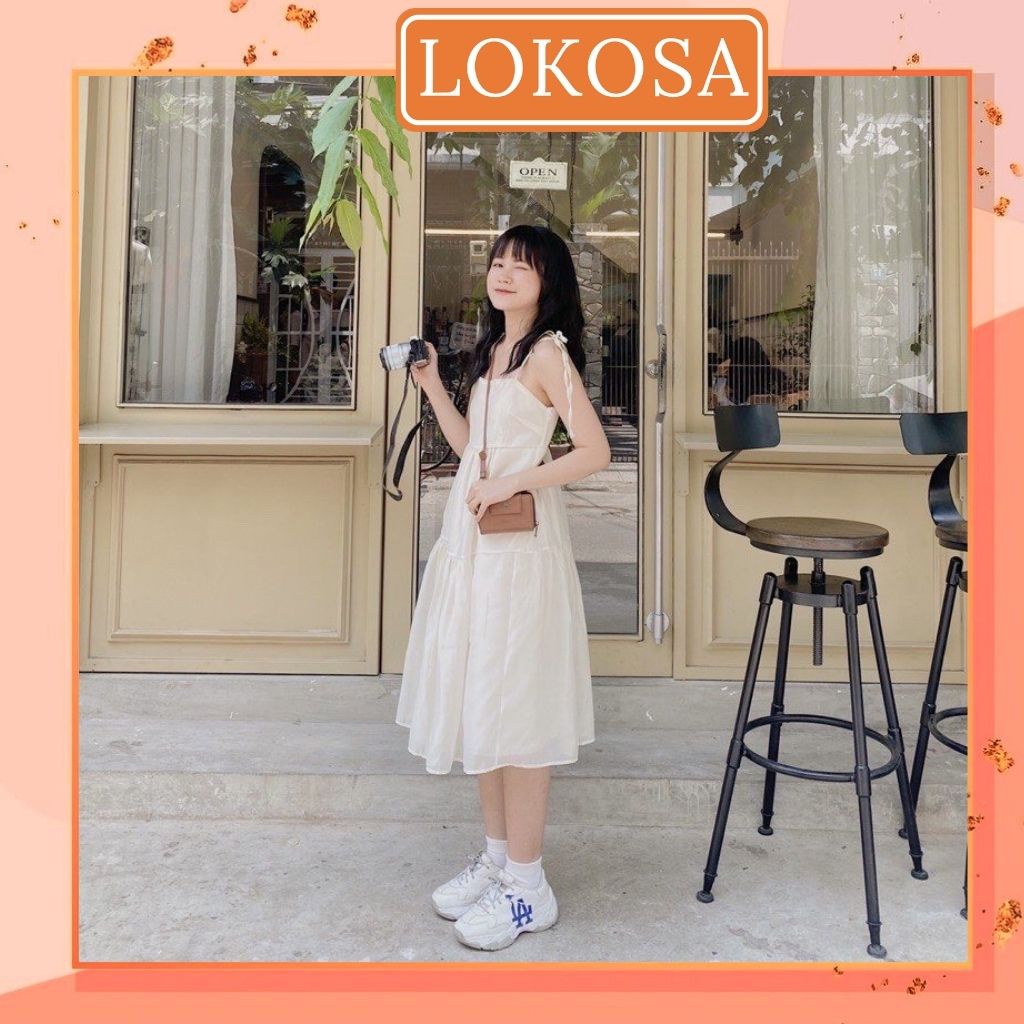 Váy Babydoll Dáng dài LOKOSA Đầm Voan hai dây suông Hàn Quốc Thiết kế nhiều lớp Phù hợp đi chơi đi dự tiêc cưới VD042 | BigBuy360 - bigbuy360.vn