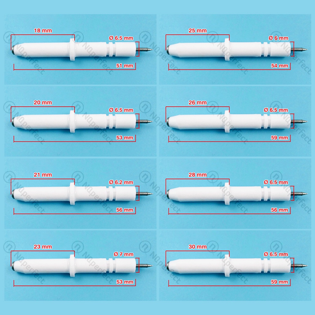 Kim sứ đánh lửa bếp gas âm dương các mẫu 18mm,20mm,21mm,23mm,25mm,26mm,28mm,30mm,31mm,33mm,34mm,37mm,39mm..