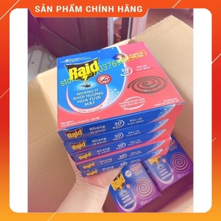 Combo 5 hộp nhang thơm đuổi muỗi thương hiệu Raid 1 hộp 10 khoanh