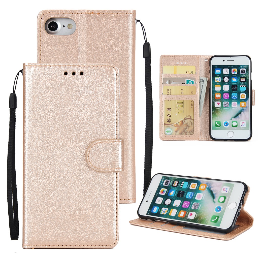 Bao da điện thoại thiết kế trơn kiêm ví tiền tiện dụng cho iPhone 7/8 | BigBuy360 - bigbuy360.vn