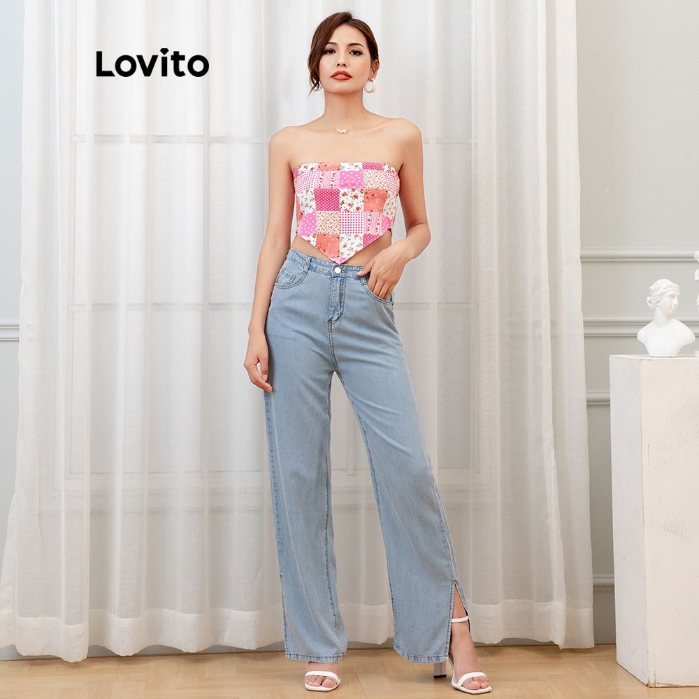 Lovito Áo Tank Top Không Dây In Họa Tiết Thời Trang L05246 | BigBuy360 - bigbuy360.vn