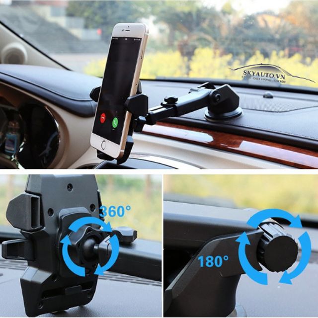 Giá đỡ điện thoại trên xe ô tô xoay 360 độ siêu chắc chắn