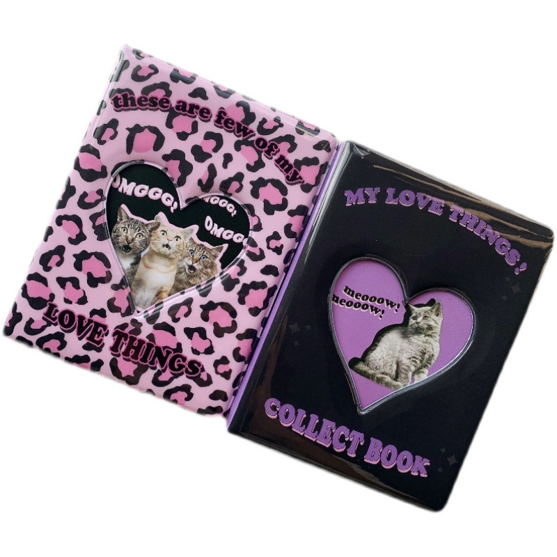 Album Đựng Thẻ Ảnh Kích Thước 3 Inch Họa Tiết Báo Hồng / Mèo Xinh Xắn