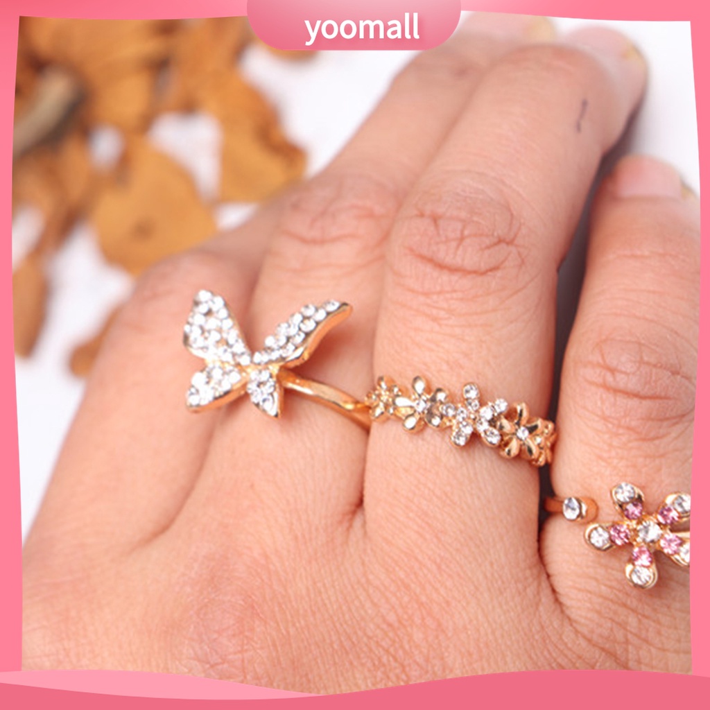 Yomall♡ Nhẫn Hợp Kim Hình Bướm Lấp Lánh Chống Rỉ Sét Cho Nữ
