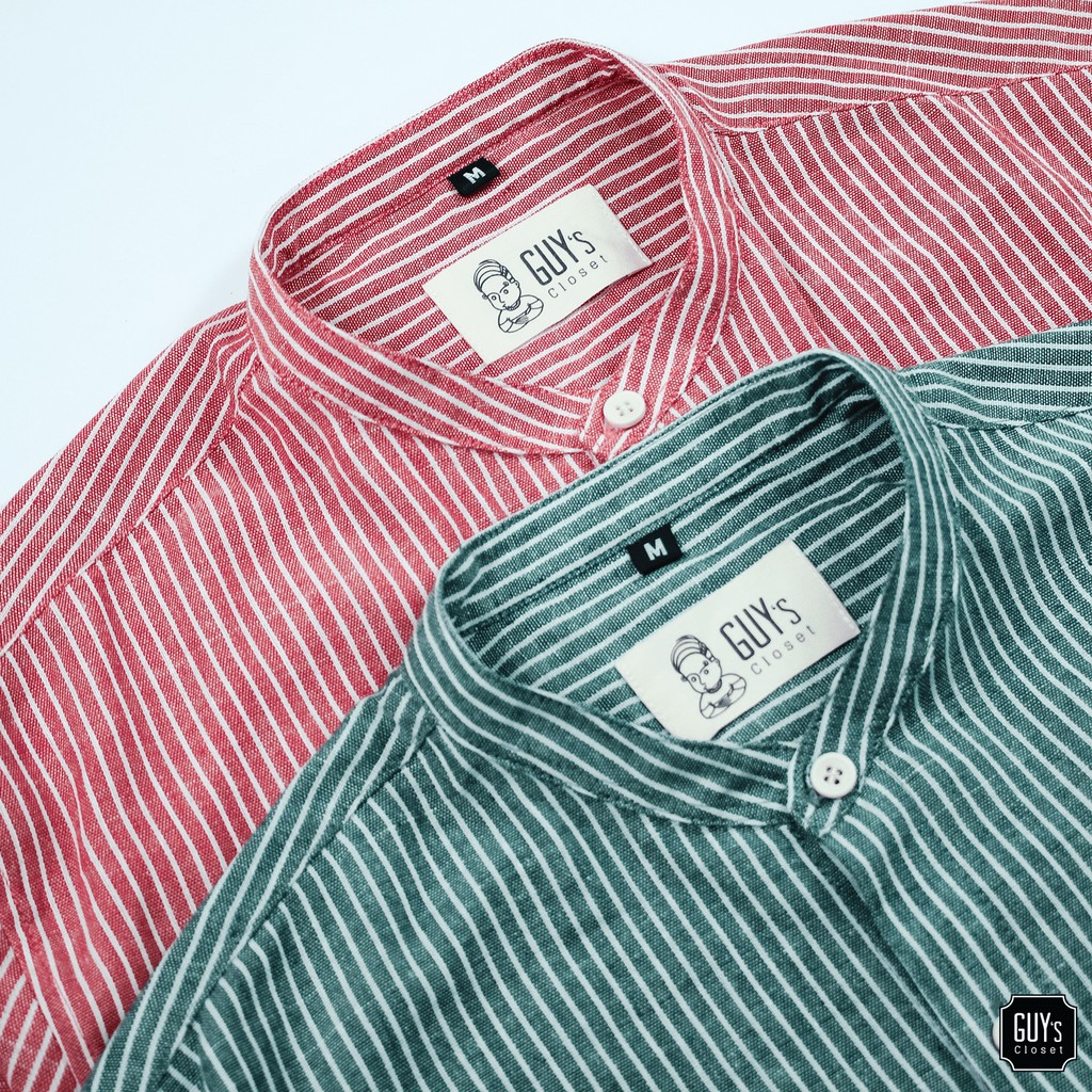 [HÀNG THIẾT KẾ] Áo sơ mi DAN GUY's Closet, Cổ trụ, Họa tiết kẻ sọc nhiều màu, Chất liệu cotton thoáng mát
