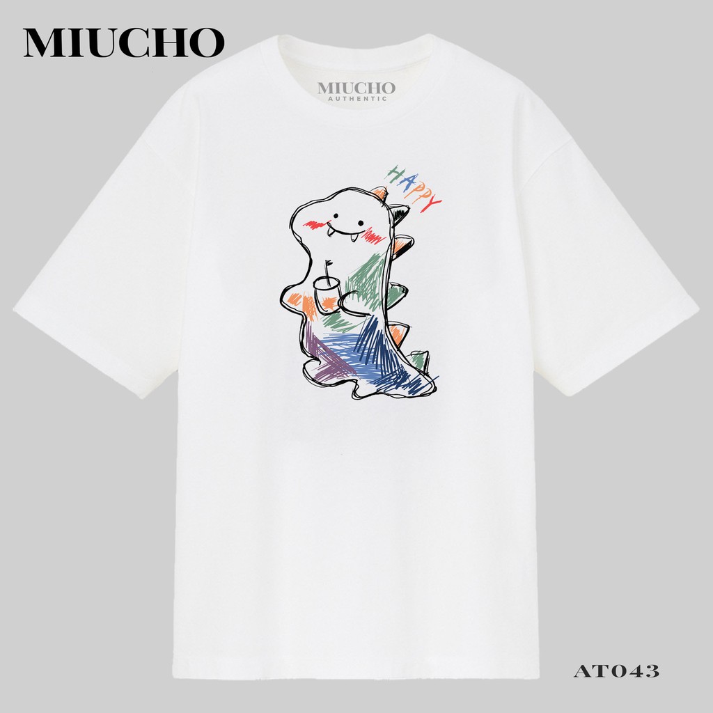 Áo phông nữ form rộng tay lỡ unisex đẹp, áo thun nữ form rộng tay lỡ unisex cotton hàn quốc AT043 Miucho in hình