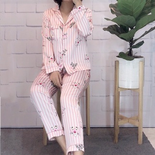 Bộ mặc nhà pyjama lụa pink panther