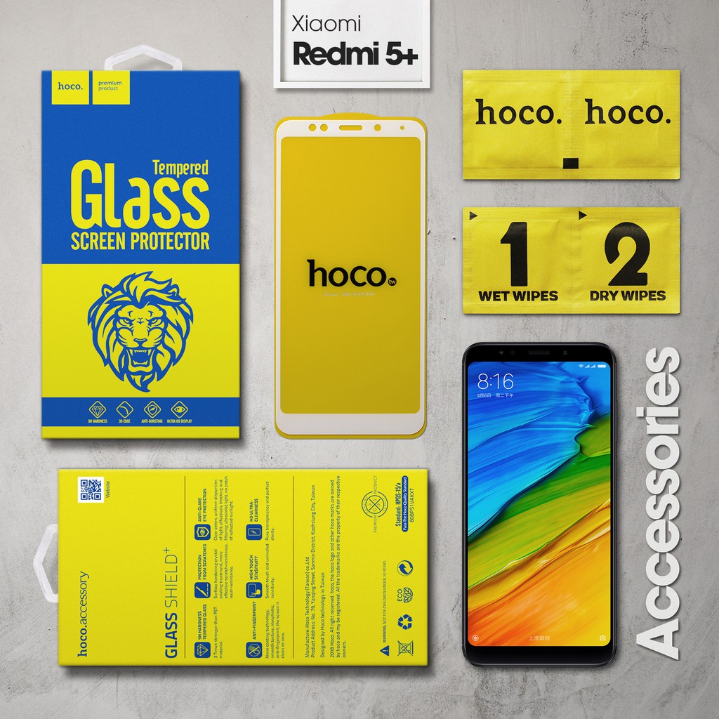 Cường lực Xiaomi Redmi 5 Plus hiệu Hoco.tw Full viền màu