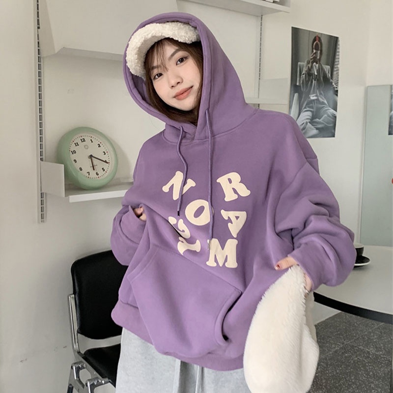 Áo hoodie XINLANYASHE dài tay in chữ cá tính phong cách Hàn Quốc thời trang thu đông