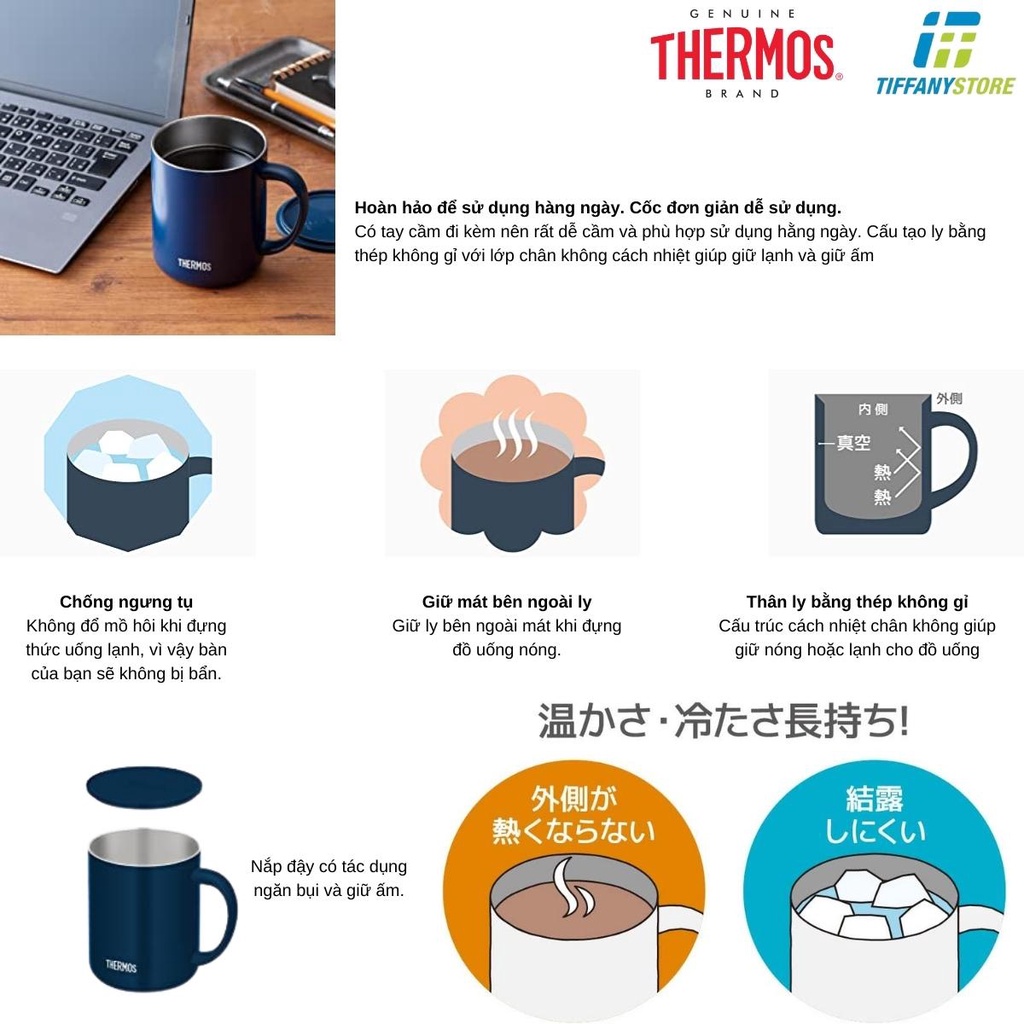 Cốc giữ nhiệt Thermos nhập khẩu từ Nhật JDG - 280ml, 350ml, 450ml