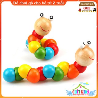 Đồ chơi con sâu bằng gỗ cho bé