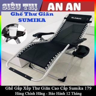 Ghế gấp xếp thư giãn cao cấp SUMIKA 179 có khay đựng ly nằm ngồi  thoải mái bảo hành 12 tháng thích hợp cho người già