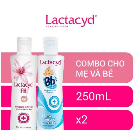 Bộ 2 Chai Dung Dịch Vệ Sinh Phụ Nữ Lactacyd FH 250ml + Sữa Tắm Gội Trẻ Em Lactacyd BB 250ml