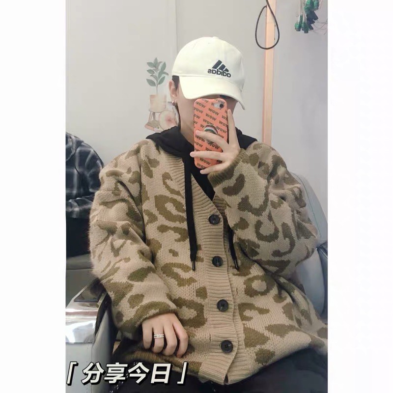 (Sẵn Xám) Áo Cadigan hoạ tiết da báo dáng Oversized cho Nam và Nữ Ulzzang | BigBuy360 - bigbuy360.vn