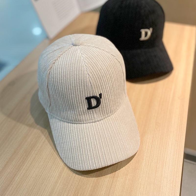 Mũ Lưỡi Trai Vải Nhung Thêu Chữ D Phong Cách Hàn Quốc Thời Trang Mùa Thu