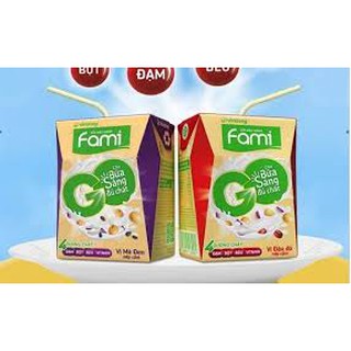 💖DATE MỚI 💖Lốc 3 hộp sữa đậu nành Fami Go vị đậu đỏ nếp cẩm 200ml/hộp