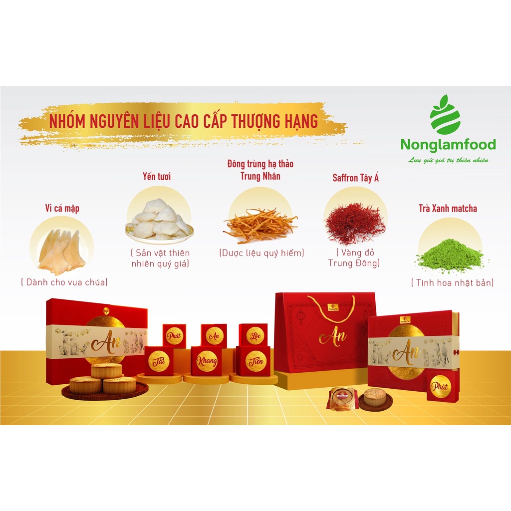 Bánh trung thu An Khang Nonglamfood - Hộp 4 bánh 1 trà ô lông