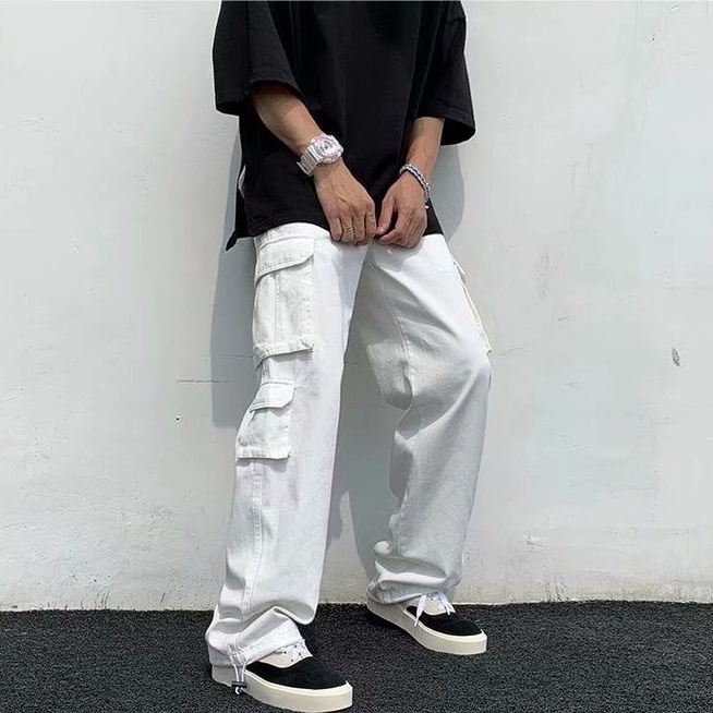 Quần Dài Thể Thao Ống Rộng quần ống suông Màu Trơn quần túi hộp nam Đơn Giản quần túi hộp nữ Thời Trang Dành quần nam