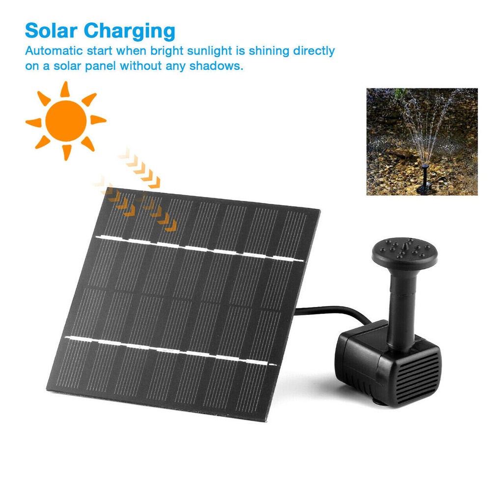 Máy Bơm Nước Bằng Năng Lượng Mặt Trời Màu Đen 7v 1.2w 180l / H