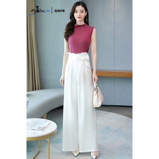 Quần ống rộng thắt nơ xếp ly 3 màu cá tính Q3078 - MYSIZE