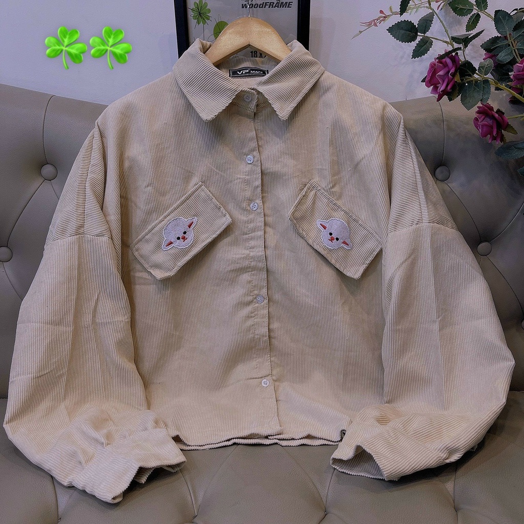 Sơ mi nhung tăm dáng rộng, áo khoác nhung tăm ulzzang ( ảnh thật / có sẵn ) CÓ UP VIDEO HÀNG THẬT Summersweater | BigBuy360 - bigbuy360.vn