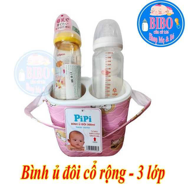 Bình Ủ Sữa Đôi 3 Lớp Cổ Cao 350 ML Cho Bé - Túi giữ nhiệt bình ủ nóng lạnh ủ được 2 bình đơn