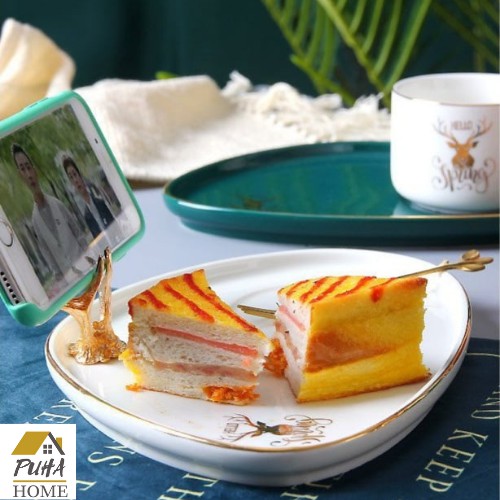 SET CỐC TRÀ KÈM ĐĨA ĐỰNG BÁNH HÌNH ĐẦU HƯƠU SANG TRỌNG - CÓ 4 MÀU THỜI THƯỢNG