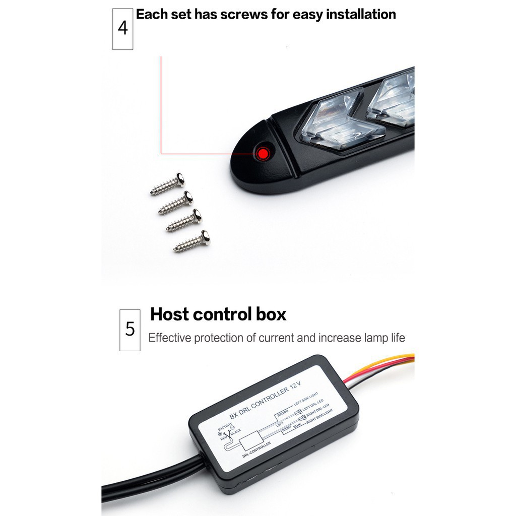 Set dải đèn LED DRL chạy ban ngày nhiều màu sắc dành cho xe hơi