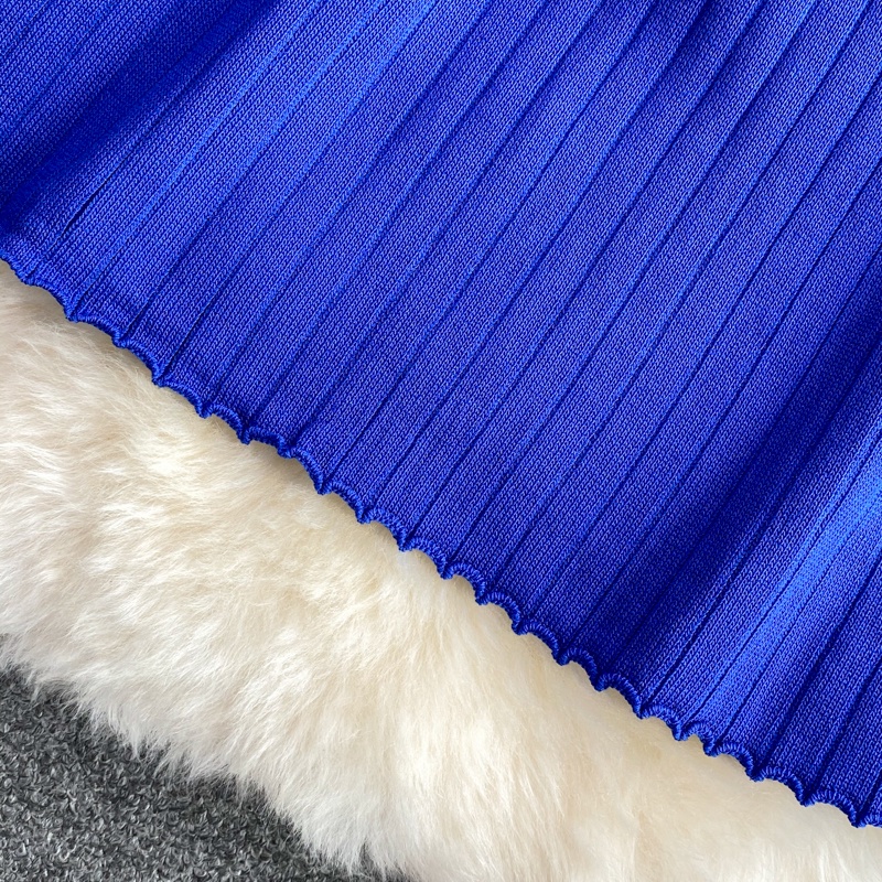 Váy 2 dây body len tăm dệt kim đầm ôm nữ sexy xanh coban gợi cảm sang chảnh tiểu thư bánh bèo hàng quảng châu cao cấp