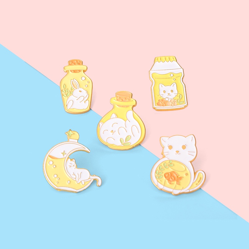 Ghim cài áo Miss Zoe họa tiết mèo thỏ hoạt hình dễ thương