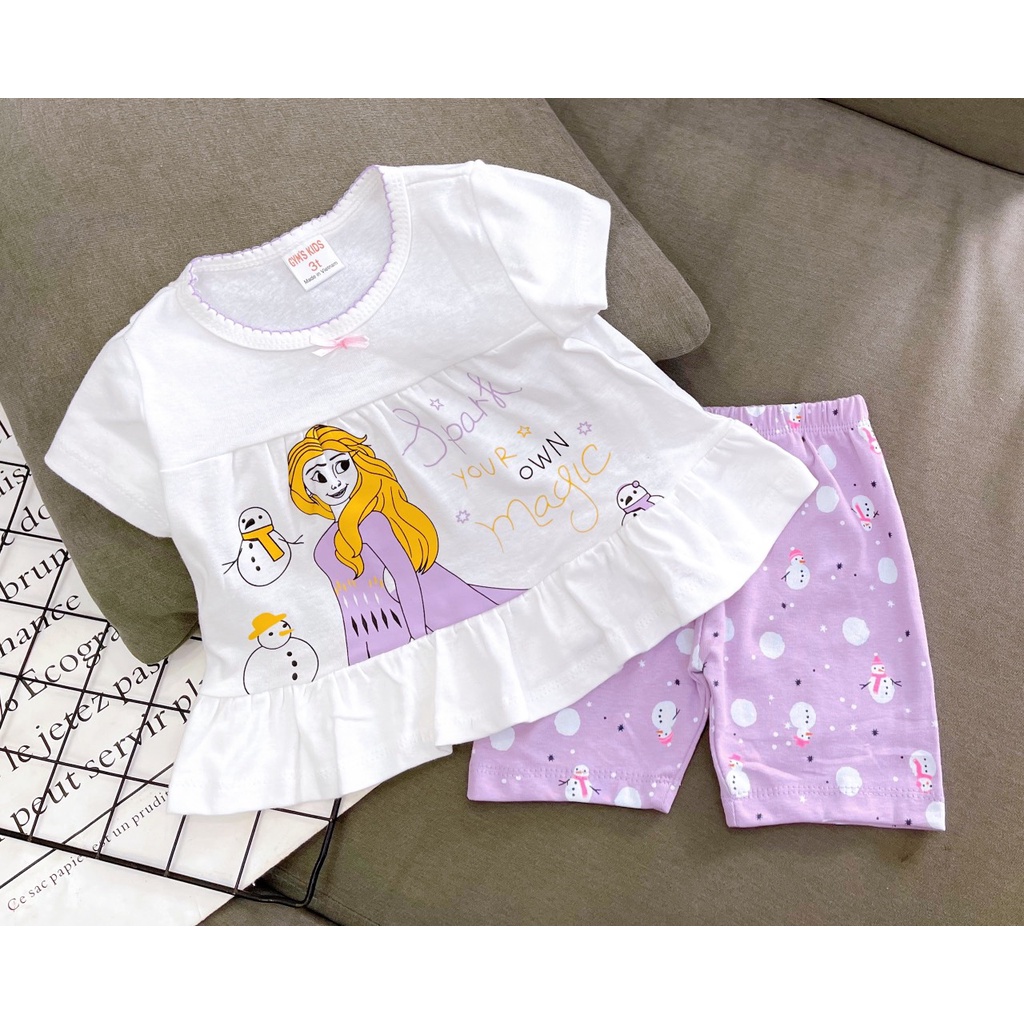 9-21kg bộ babydoll bé gái thun borip tay ngắn quần đùi siêu cưng 084